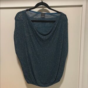 Ella Moss Shimmering Teal Cowl Neck Sweater